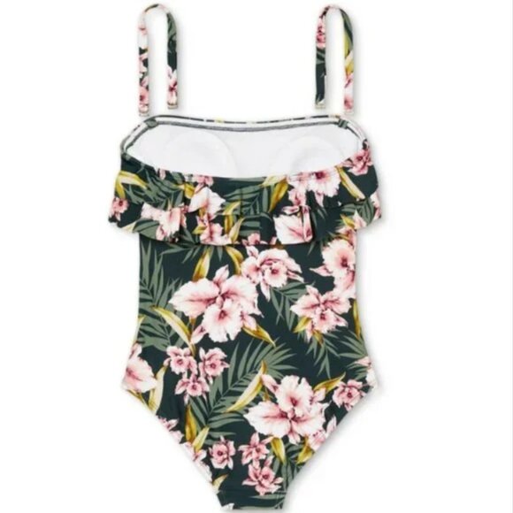 Kona Sol Floral Flounce Coverage One Piece Monokini Swimsuit SZ M - Picture 7 of 9